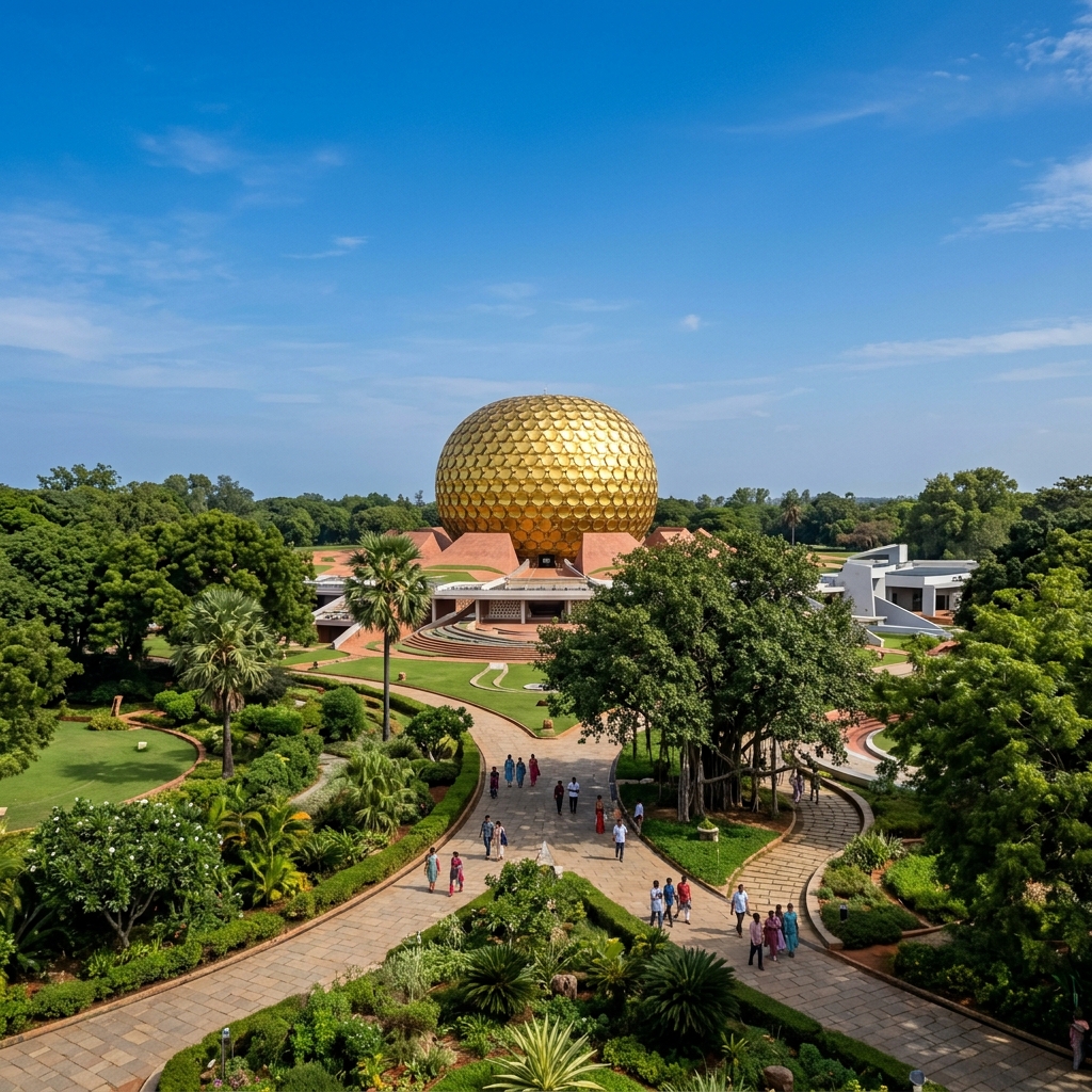 The golden Matrimandir sphere at Auroville
