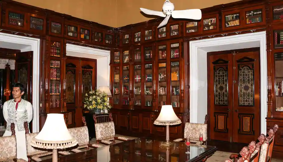 The palace library, modelled on Windsor Castle's