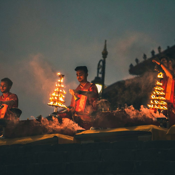 Evening Ganga aarti on the ghats, Varanasi