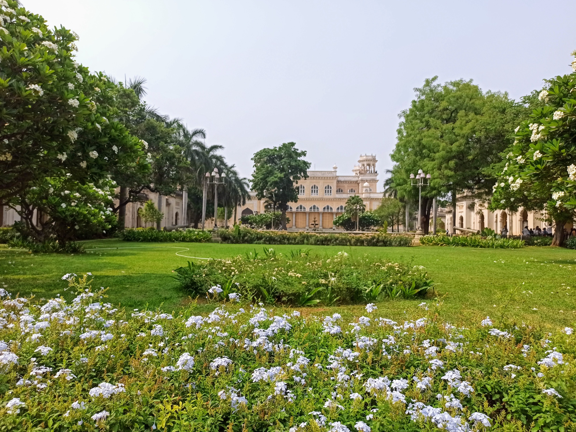 Flowering gardens in front of Chowmahalla Palace, Hyderabad