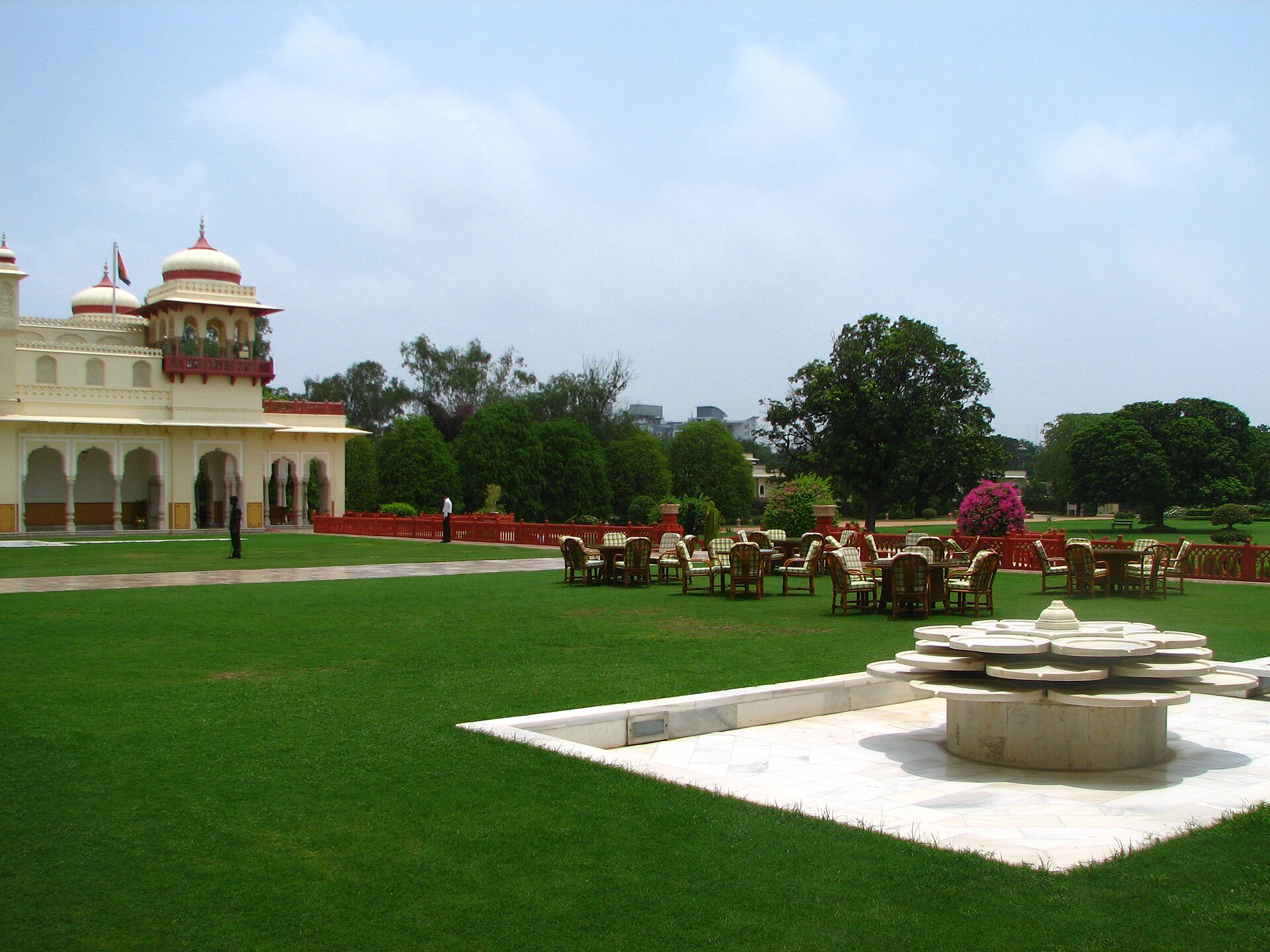 Garden terrace of the Rambagh Palace hotel, Jaipur